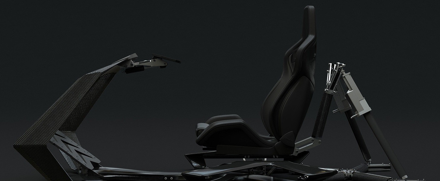 Full side profile of the GTSEAT P47 racing simulator cockpit